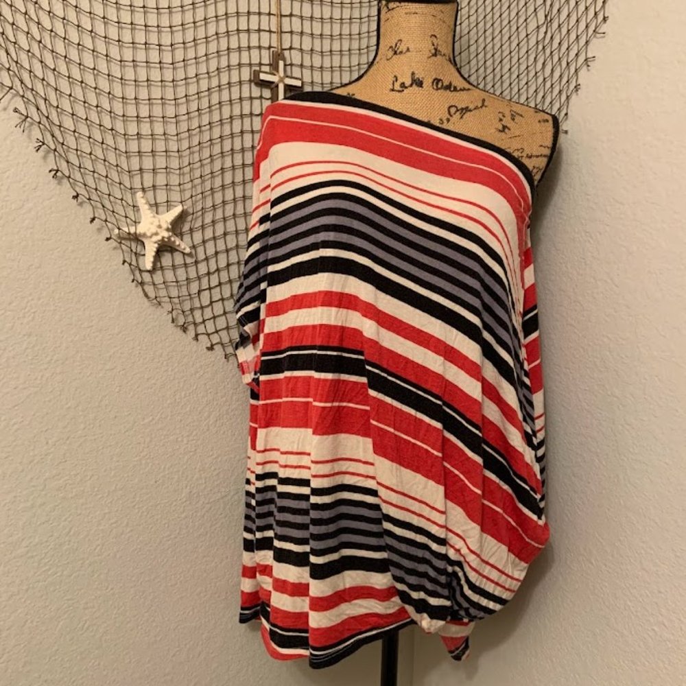 Promesa - Made in the USA Off the Shoulders Stripped Top Ladies L
